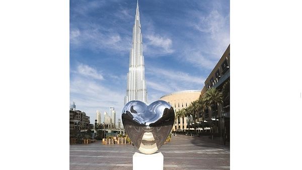 'LOVE ME' Sculpture by Richard Hudson at The Dubai Mall.