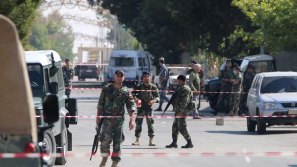 Lebanese security forces secure the site of multiple suicide bombings which took place early on June 27, 2016 in the predominantly Christian village of Al-Qaa, in eastern Lebanon near the border with Syria. (AFP/Stringer)