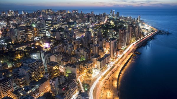 Aerial night shot of Beirut Lebanon , City of Beirut. (Shutterstock/ File Photo)