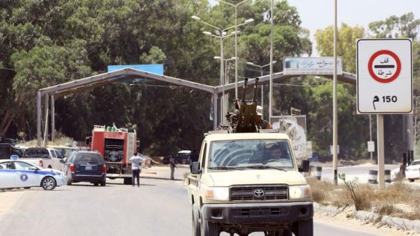Libyan security patrol on August 23, 2018 near the site of an attack on a checkpoint in the city of Zliten. (AFP)