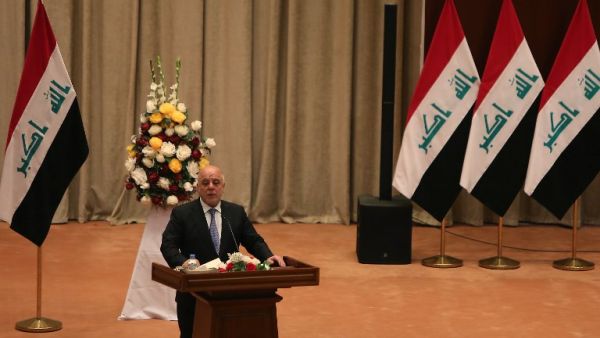 Iraqi Prime Minister Haider al-Abadi speaks during a parliament meeting in the capital Baghdad on September 3, 2018. 
SABAH ARAR / AFP