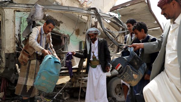 Bombing of a school bus full of children in Yemen (Twitter)