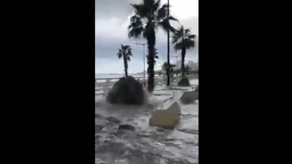 Video shared on social media showing the sewage black water flooding Beirut streets.