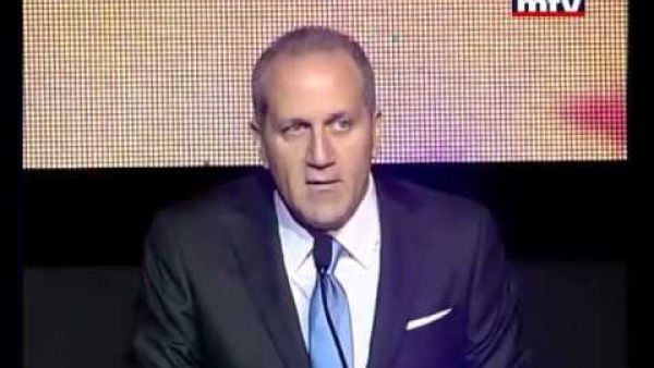 A screenshot of MTV Lebanon CEO Michel Gabriel Murr during a speech. (Youtube)