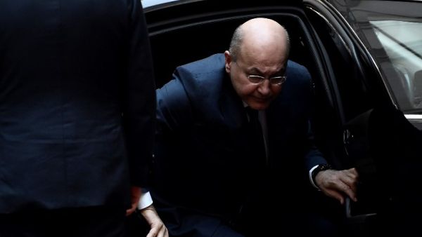 Iraqi's president Barham Salih arrives for a meeting with Italian Prime minsiter at Palazzo Chigi. (Filippo MONTEFORTE / AFP)