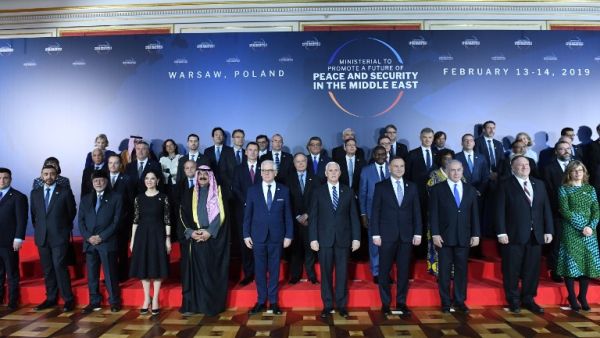 The conference on Peace and Security in the Middle east in Warsaw, on February 13, 2019. (Janek SKARZYNSKI / AFP)