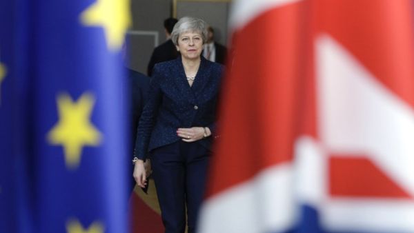 Britain's Prime Minister Theresa May arrives on March 21, 2019 in Brussels on the first day of an EU summit focused on Brexit. (Aris Oikonomou / AFP)
