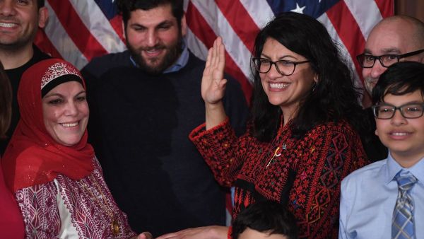 Rashida Tlaib (D-MI) at the ceremonial swearing-in of Speaker of the House Nancy Pelosi on January 3, 2018. (AFP/ File)