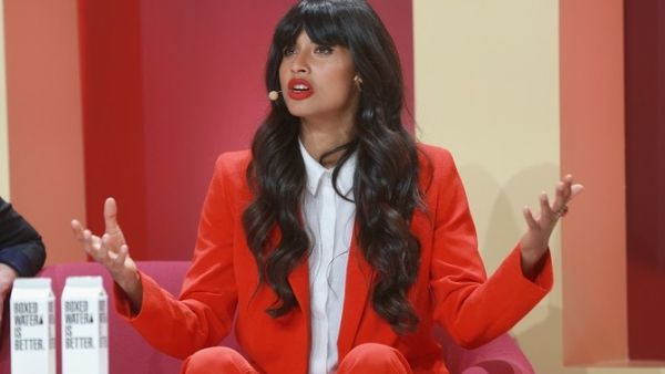 A file photo shows Jameela Jamil on stage at the 2018 Girlboss Rally at Magic Box on April 28, 2018 in Los Angeles. (AFP)