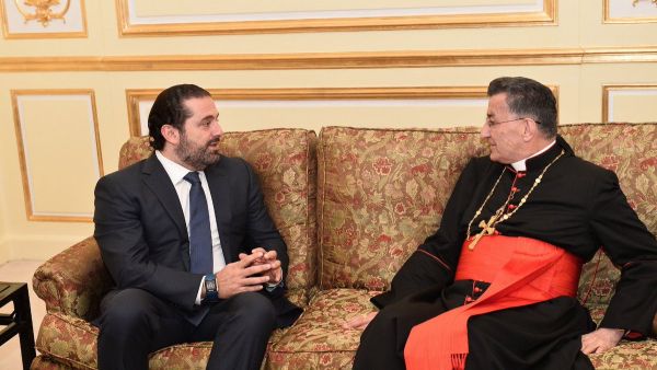 Lebanon's Maronite Patriarch Beshara al-Rai meeting Lebanon's PM Saad Hariri. (Twitter)