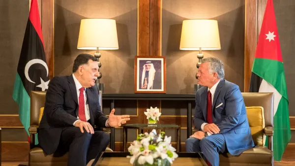 King Abdullah II holds talks with Chairman of the Presidential Council of the Government of National Accord in Libya Fayez Sarraj. (@RHCJO/ Twitter)