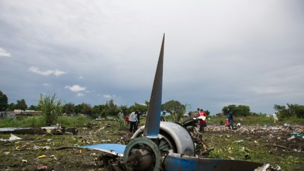 People gather at the site of a cargo plane crash, on a small island in the White Nile river, close to Juba airport, in South Sudan. (AFP/ File)