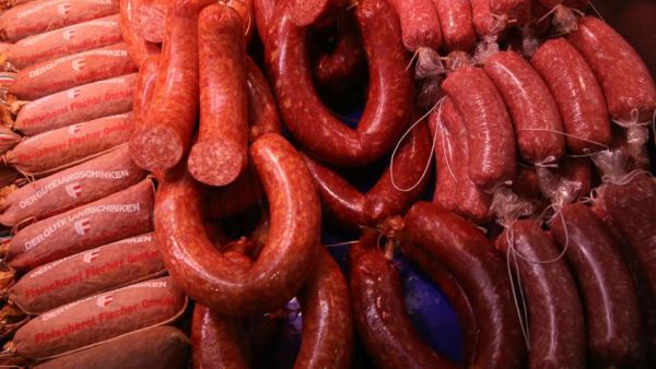 The buffet included blutwurst sausages made of pig's blood, pork and bacon. (AFP/File)