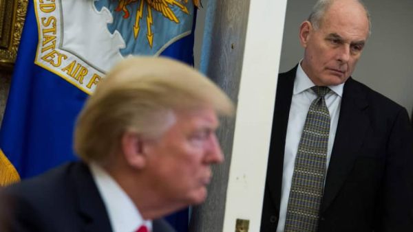 White House chief of staff John Kelly looks on as U.S. President Donald Trump as he set to leave office at the end of this year. (AFP/File)