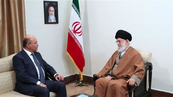 Leader of the Islamic Revolution Ayatollah Seyyed Ali Khamenei (R) and Iraqi President Barham Salih. (khamenei.ir)
