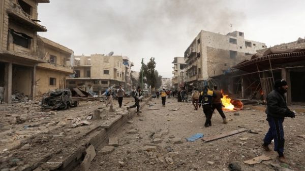Recent air strike on city of Maaret al-Numan in Syria's rebel-held Idlib province (AFP)