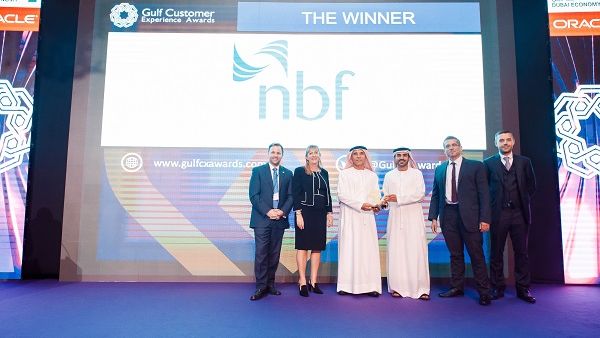 NBF HR team receiving award at Gulf Employee Experience Awards.