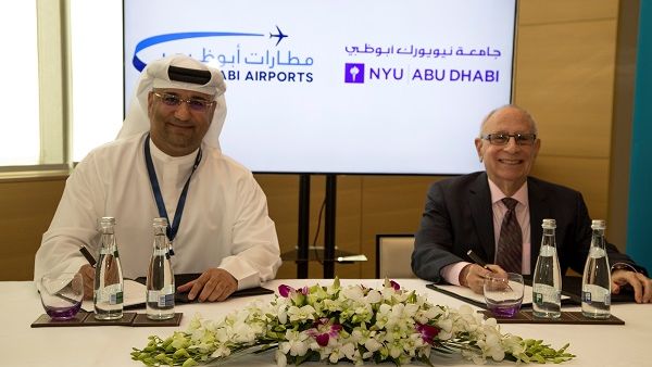The agreement was signed by Abdul Majeed Al Khoori, Acting Chief Executive Officer of Abu Dhabi Airports and NYU Abu Dhabi Vice Chancellor Al Bloom.
