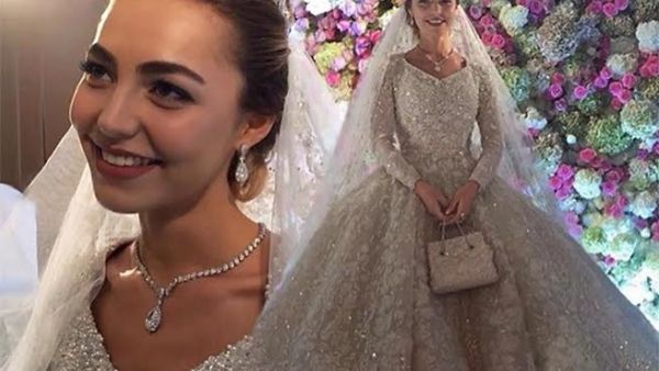صور فستان زفاف خديجة في موسكو من المصمم إيلي صعب