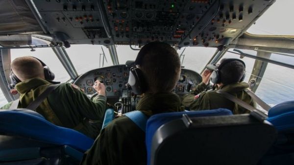 French soldiers aboard an aircraft search for debris from the crashed EgyptAir flight MS804 over the Mediterranean Sea. Egypt enlisted a submarine on May 22 to search the Mediterranean seabed for the black boxes of EgyptAir MS804. (AFP/File)