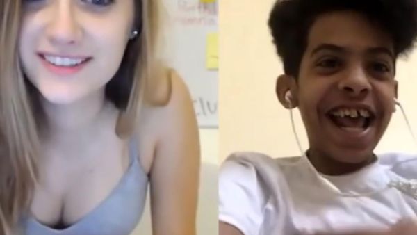 Abu Sin and the Californian girl neither spoke the other's language. He did not understand English and she Arabic and this led to some comic moments for those watching the video. (YouTube)