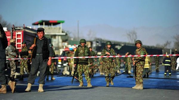 Afghan security forces cordon off the crime scene where the bombing took place. (Twitter)