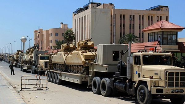 File picture shows an Egyptian miltary convoy in the North Sinai provincial capital El-Arish. (AFP/File)