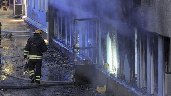 The fire severely damaged the Kungalv Islamic Cultural Center in western Sweden. (Twitter)