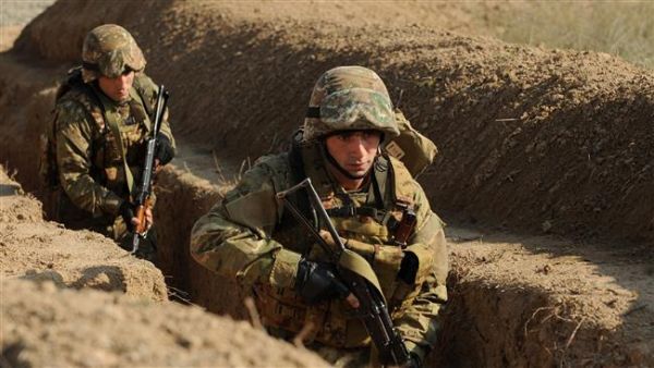 A file photo taken on November 14, 2014 shows Armenian and Karabakh armed forces holding joint military exercises at a training ground near the town of Tigranakert in Nagorno-Karabakh. (AFP/File)