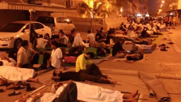 This picture tweeted by Bahrain's leading human rights activist Nabeel Rajab shows protesters spending the night outside Sheikh Isa Qassim's home in Diraz, Bahrain on June 20, 2016. (Twitter)