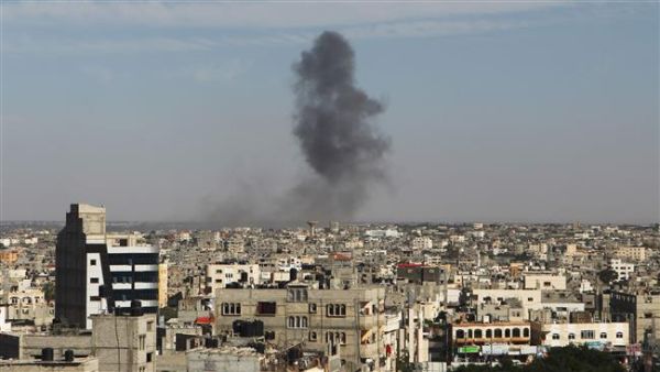 Smoke rises following an Israeli air strike in Rafah, in the southern Gaza Strip. (AFP/File)