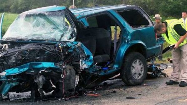 An illustrative photo of a mangled SUV. (LA Times)