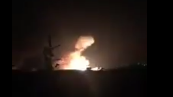 Screen shot of footage of alleged Israeli missile strike on the Syrian Mezzeh airbase near Damascus. (File photo)