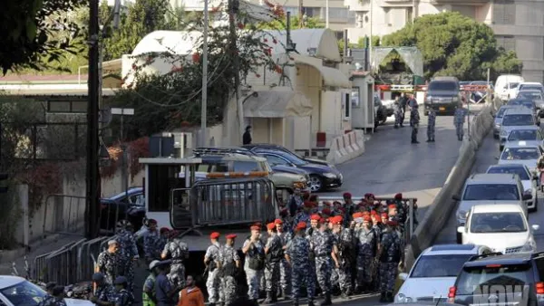 Security forces outside the Saudi embassy in Beirut. (AFP/File)
