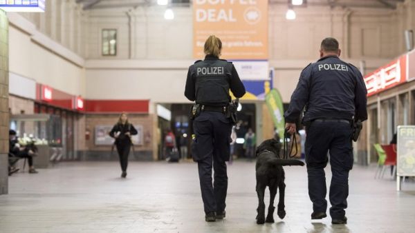 Illustrative: Police officers patrol at a train station in Chemnitz, eastern Germany. (AFP/File)