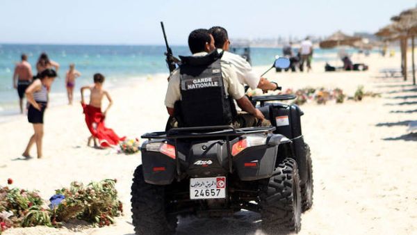 Tunisian security forces patrol a beach in Sousse. (AFP/File)