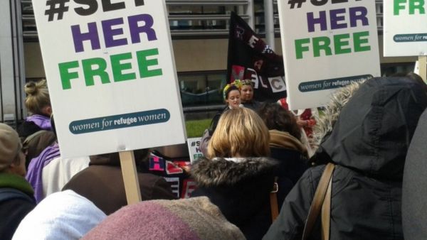 “Home Secretary, you are a woman too”: protesters call on Theresa May to free Yarl's Wood detainees. (AFP/File)