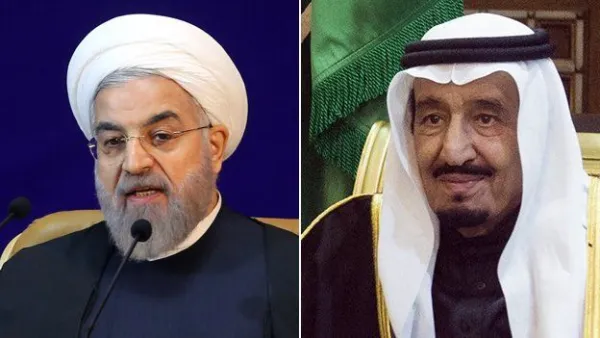 صورة تجميعية للملك سلمان والرئيس الايراني حسن روحاني