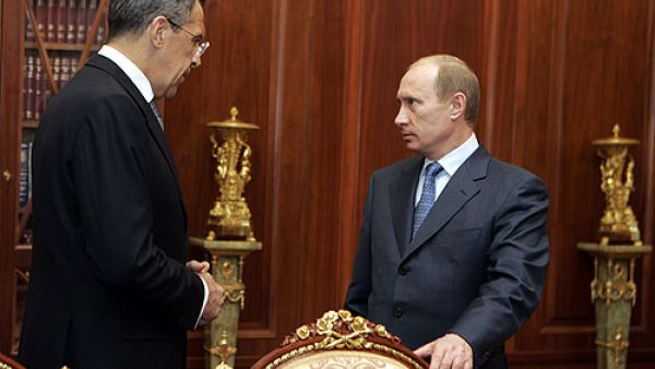 Russian Foreign Minister Sergei Lavrov with President Putin (Wikimedia Commons)