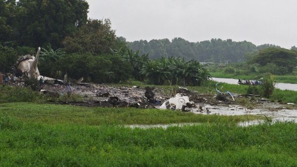 A Russian cargo plane crashed in Juba, South Sudan. (AFP/Charles Lomodong)