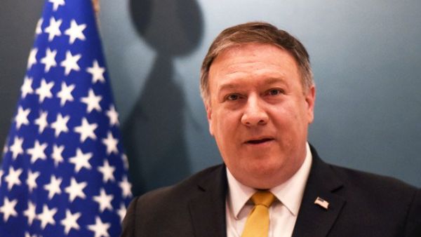 US Secretary of State Mike Pompeo speaks during joint press briefing at the royal airport in Riyadh on April 29, 2018. (AFP / FAYEZ NURELDINE)