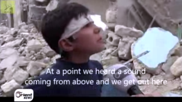 This poor Syrian boy pours out his heart in the wake of the shelling of his neighborhood and family.