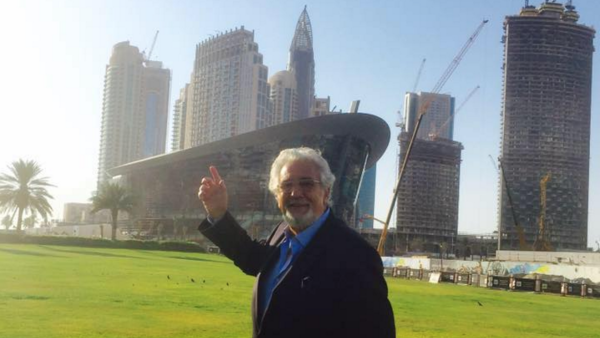 Domingo outside the Dubai Opera House. (Facebook)