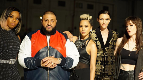 DJ Khaled with his Pitch Perfect 3 co-stars. (Instagram)