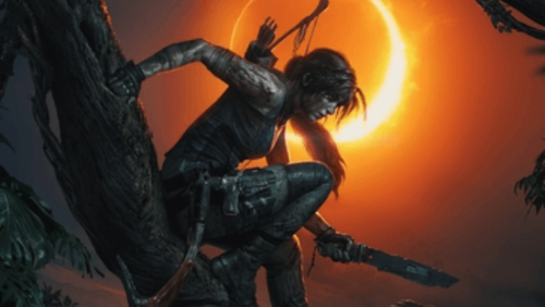 Cinematic trailer features Lara Croft stealthily taking out a group of armed men inside of a jungle while a young boy is being prepared to be sacrificed. (Source: Square Enix)