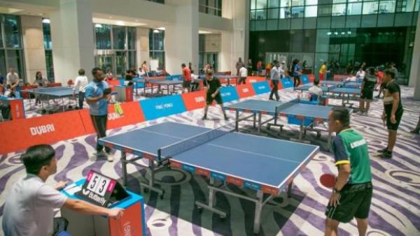 Action from the World Table Tennis Day Corporate Challenge in Dubai (source: Arab News)