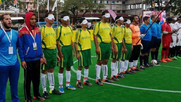 Egypt's blind football team takes part in a match in this image uploaded on Nov. 2, 2015.  (Photo: Facebook/blindfootballegypt)