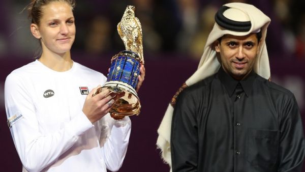 Karolina Pliskova of the Czech Republic poses for a picture with the winner's trophy after winning against Denmark's Caroline Wozniacki during their final tennis match in the WTA Qatar Total Open on February 18, 2017, in Doha. Karolina Pliskova beat Caroline Wozniacki for the first time in her career to claim the Qatar Open title.
AFP