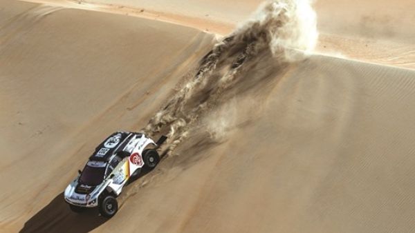 The UAE’s Sheikh Khalid al-Qassimi in action on way to victory in the Abu Dhabi Desert Challenge (Photo: Gulf Times)