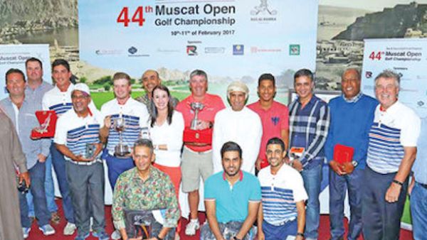 Winners of various categories of the Muscat Open Golf Championship at the awards ceremony at the Ras al Hamra Golf Club (Photo: Muscat Daily)